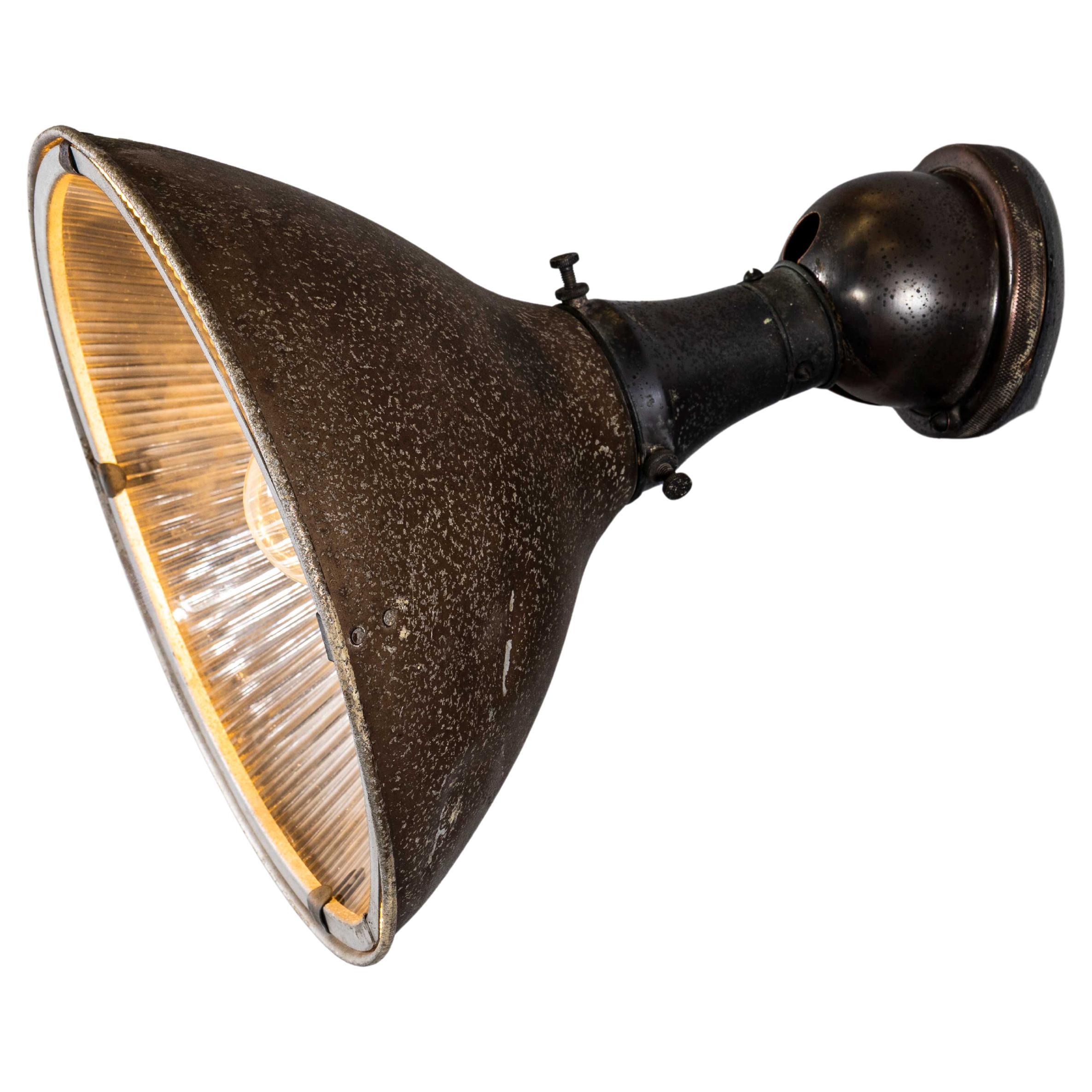 1940's Bronzed Holophane Spun Aluminium Adjustable Lamp For Sale