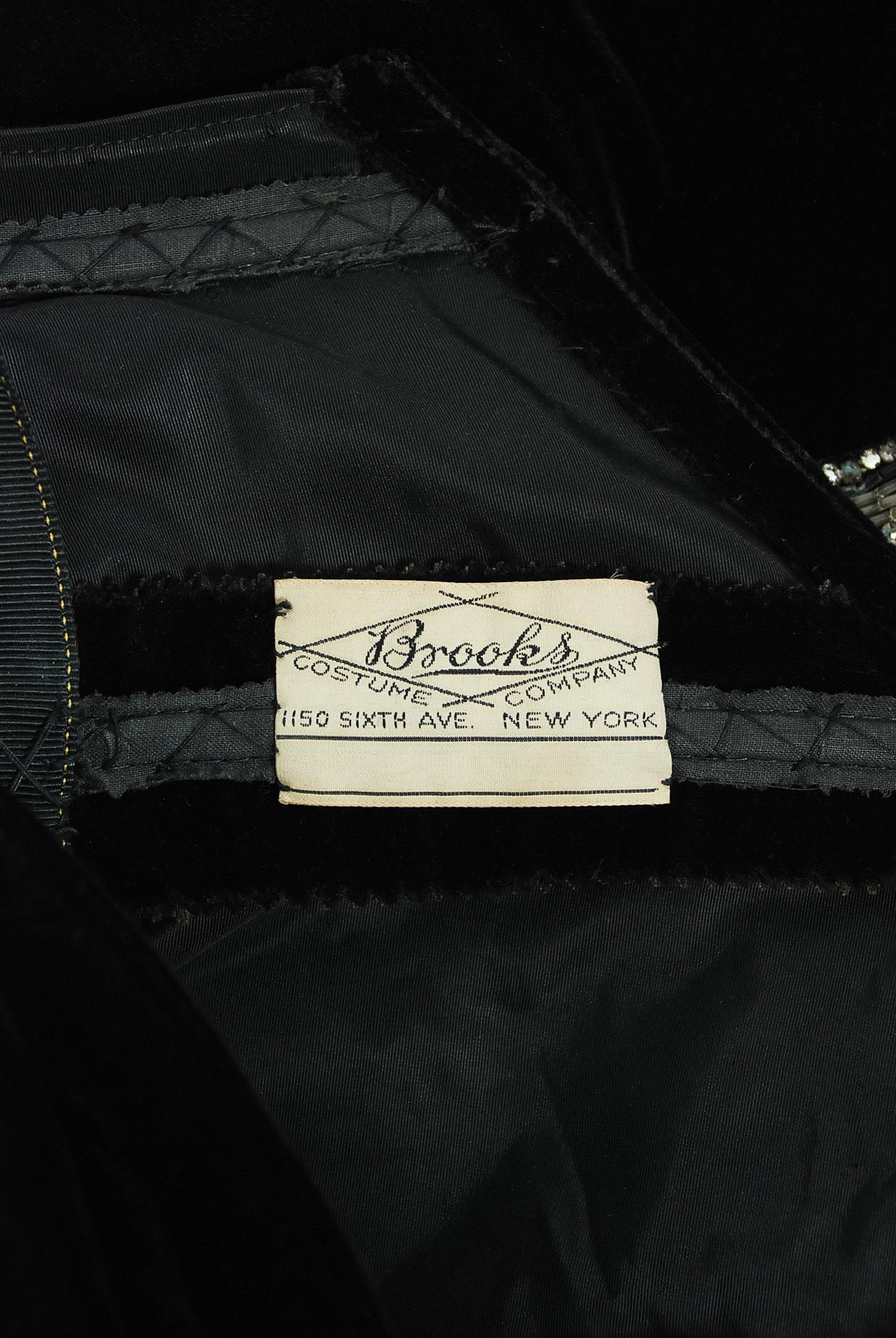 Vintage 1940's Brooks Costume Couture Beaded Velvet Strapless Corset ...