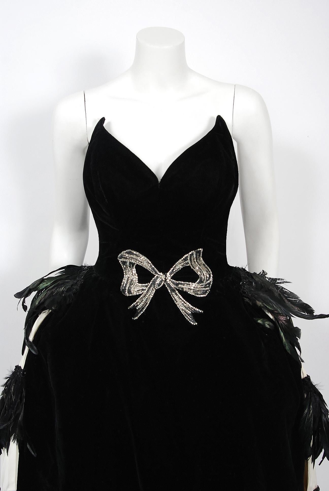 Vintage 1940's Brooks Costume Couture Beaded Velvet Strapless Corset ...