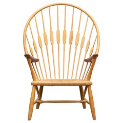 1940s Brown Ash and Papercord Peacock Chair by Hans Wegner
