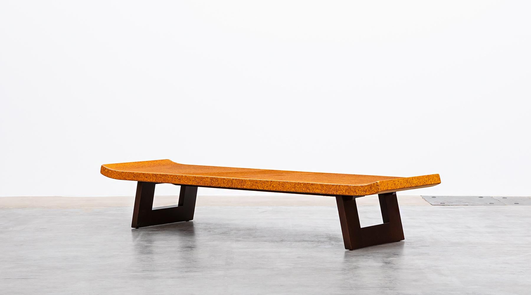Mid-Century Modern 1940s Brown Cork and Mahogany Coffee Table by Paul Frankl 'b' For Sale
