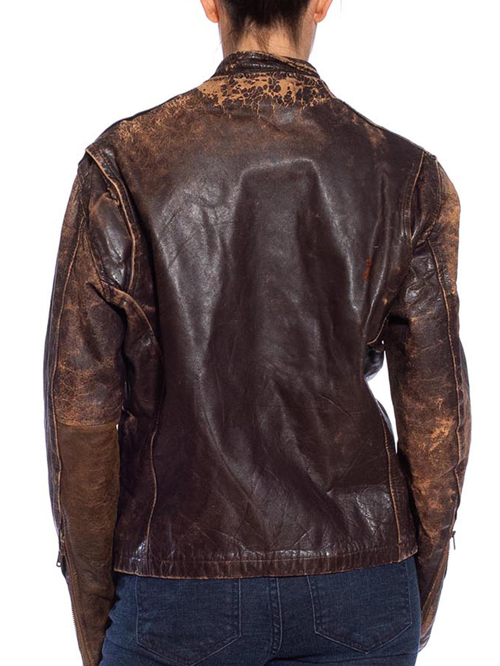 1940S Brown Leather Horsehide Jacket In Excellent Condition For Sale In New York, NY