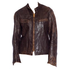 Vintage 1940S Brown Leather Horsehide Jacket