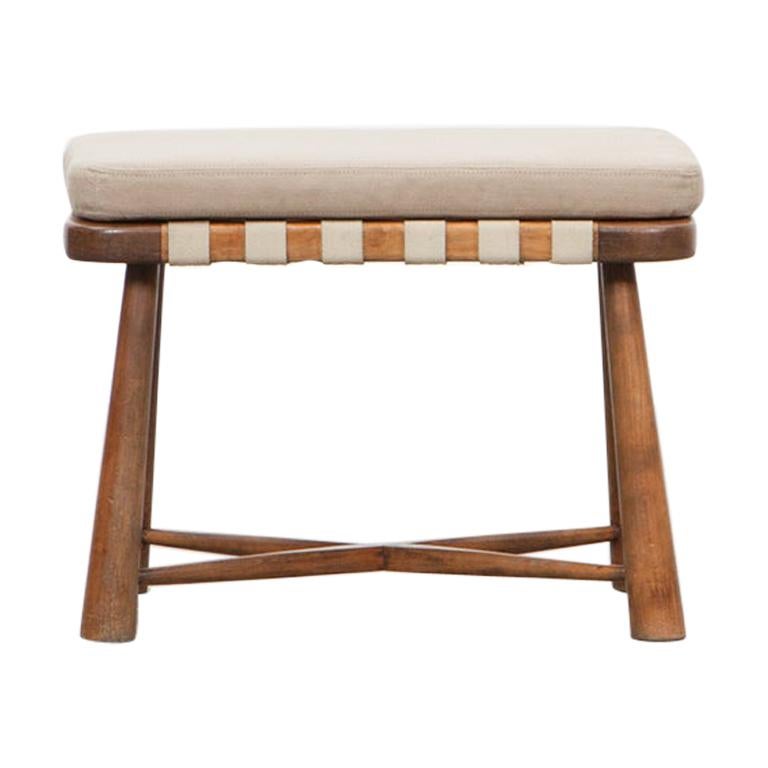 1940s Brown Wooden Stool in the Style of Philip Arctander