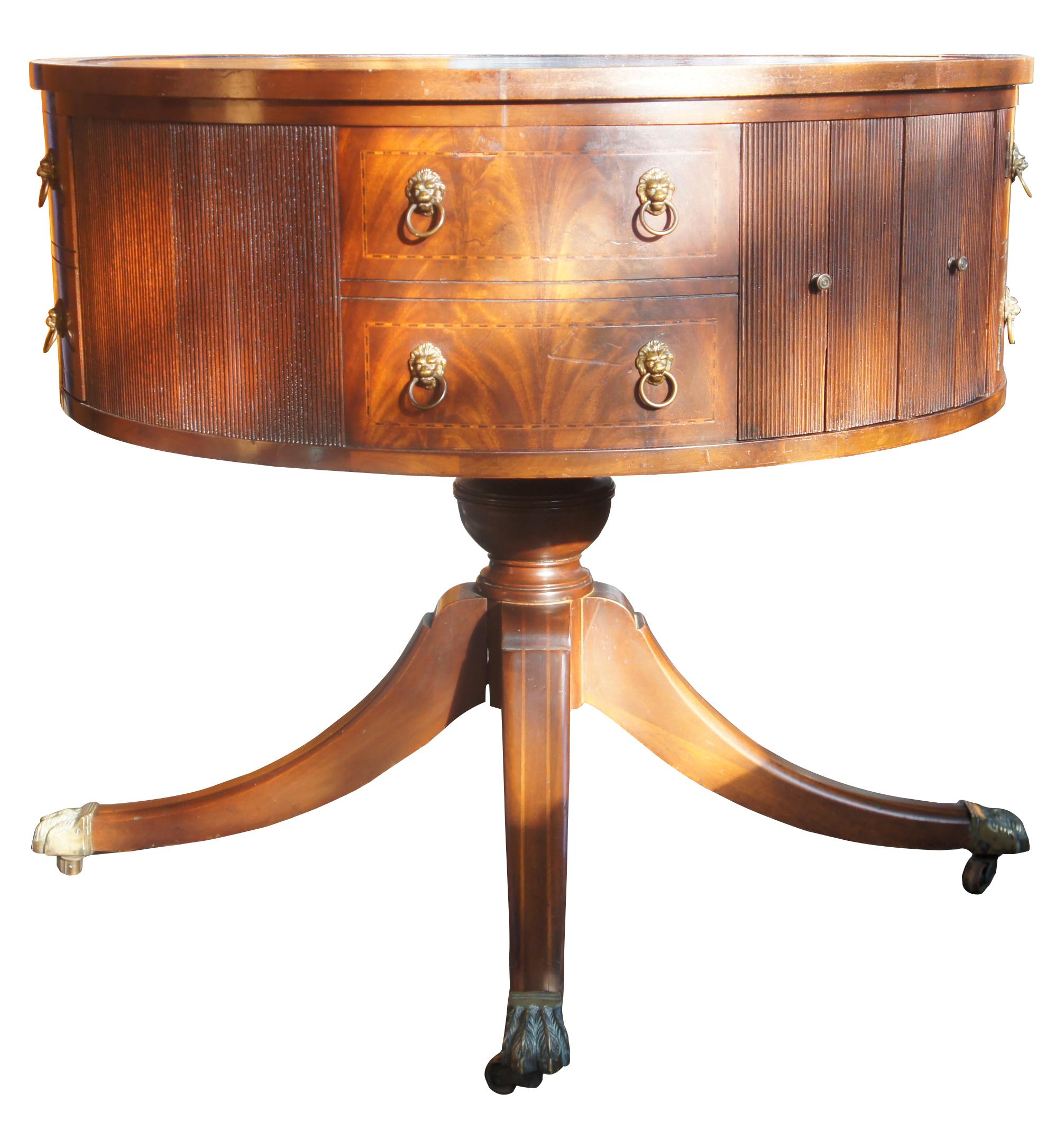 1940s Brunswick Panatrope drum table Sheraton Duncan Phyfe mahogany music radio

An extremely rare piece that both fits the aesthetic and musical value for any collector. Complete with a radio, phonograph and auxiliary capabilities. Made from