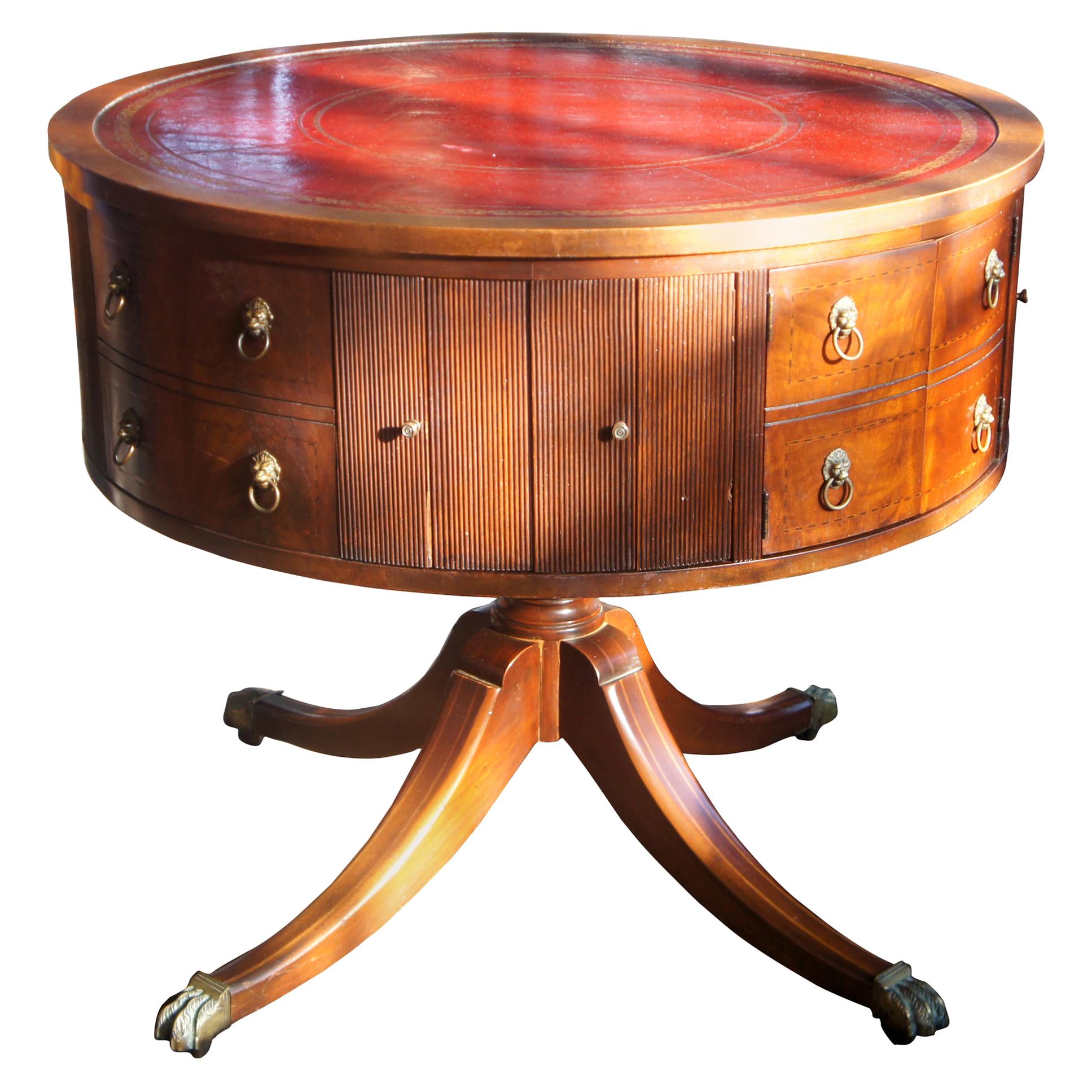 1940s Brunswick Panatrope Drum Table Sheraton Duncan Phyfe Mahogany Music Radio For Sale