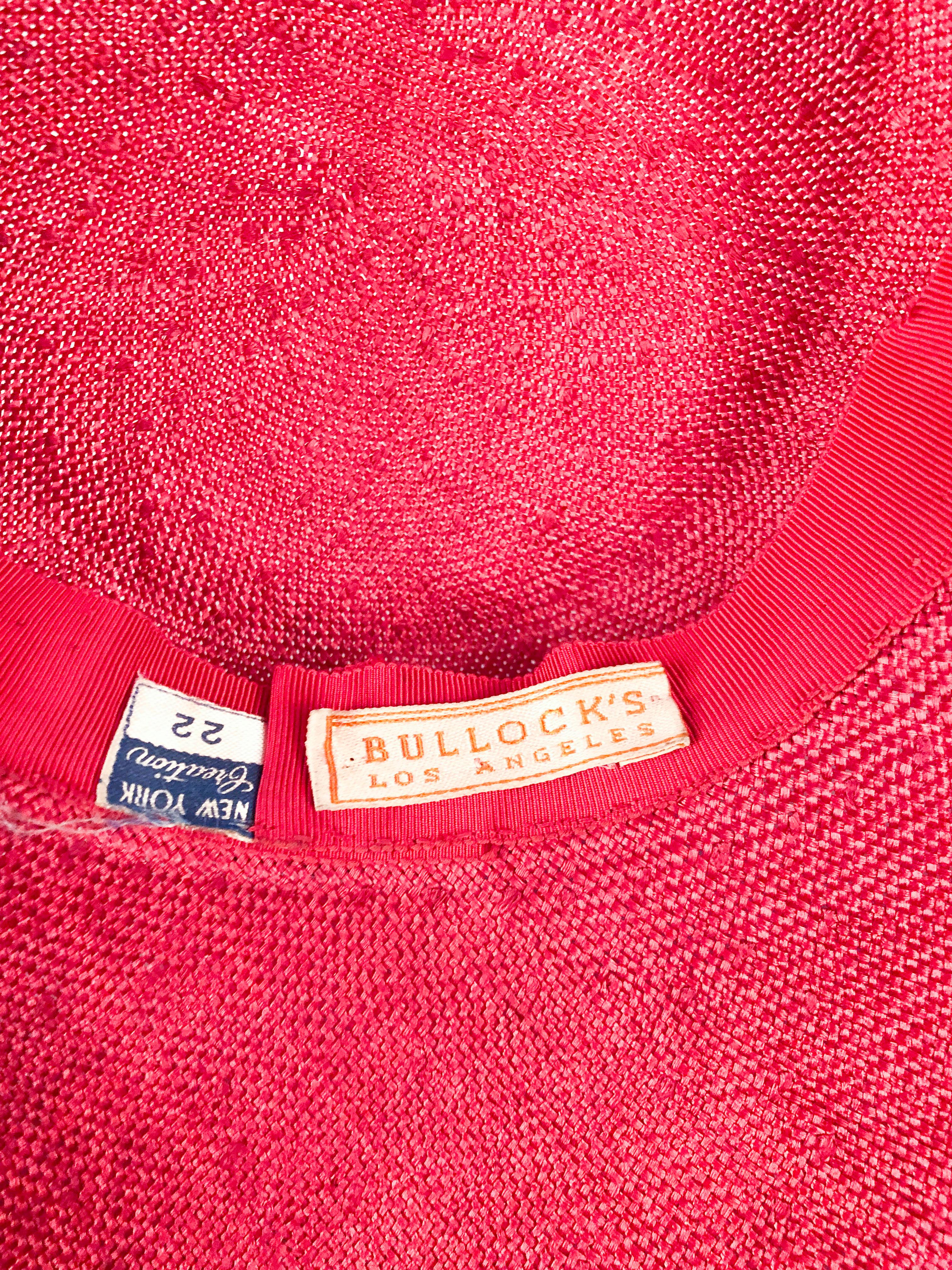 1940s Bullocks Coral Picture Hat In Good Condition In San Francisco, CA
