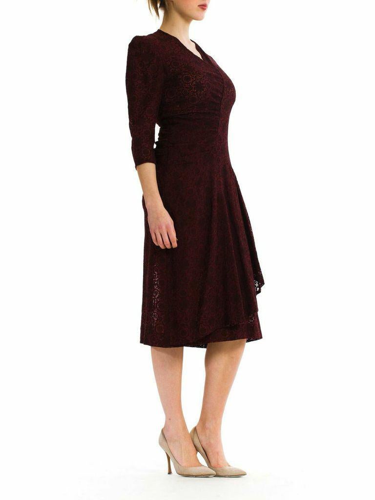 burgundy embroidered dress