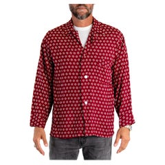 Top a quadri anni '40 in rayon bordeaux e bianco con tasca