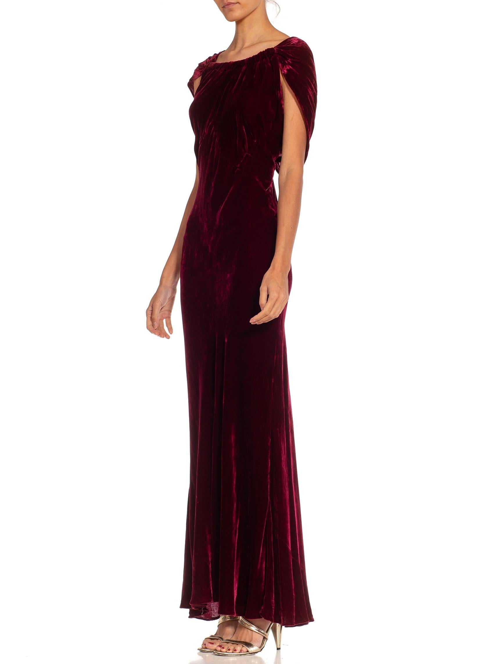 burgundy silk gown