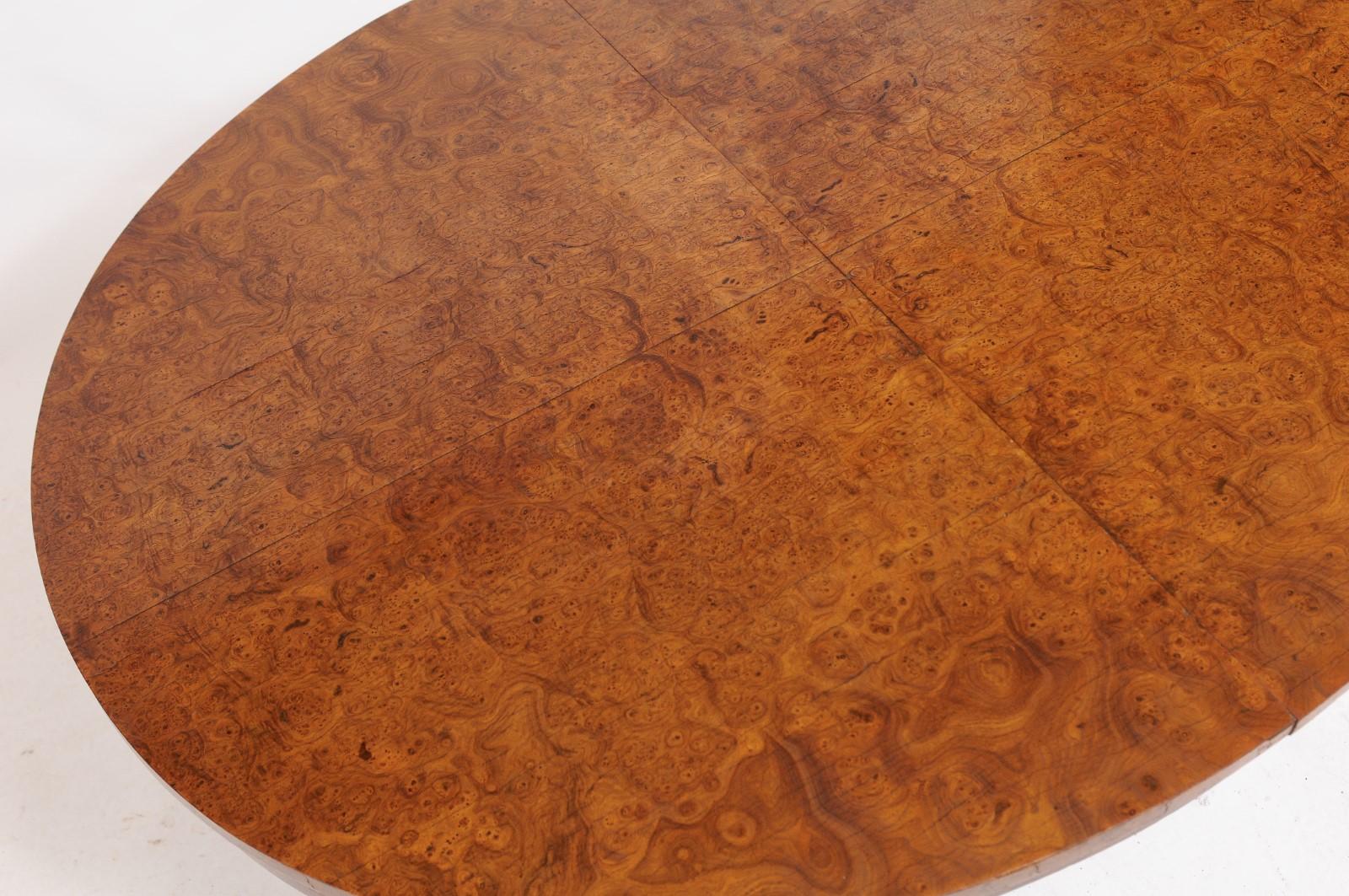 1940s Burled Walnut Louis XVI-Style Oval Dining Table 1