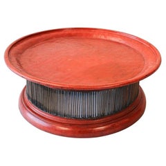 1940s Burmese Lacquered Red Tray Large Size Bamboo Thai Stand