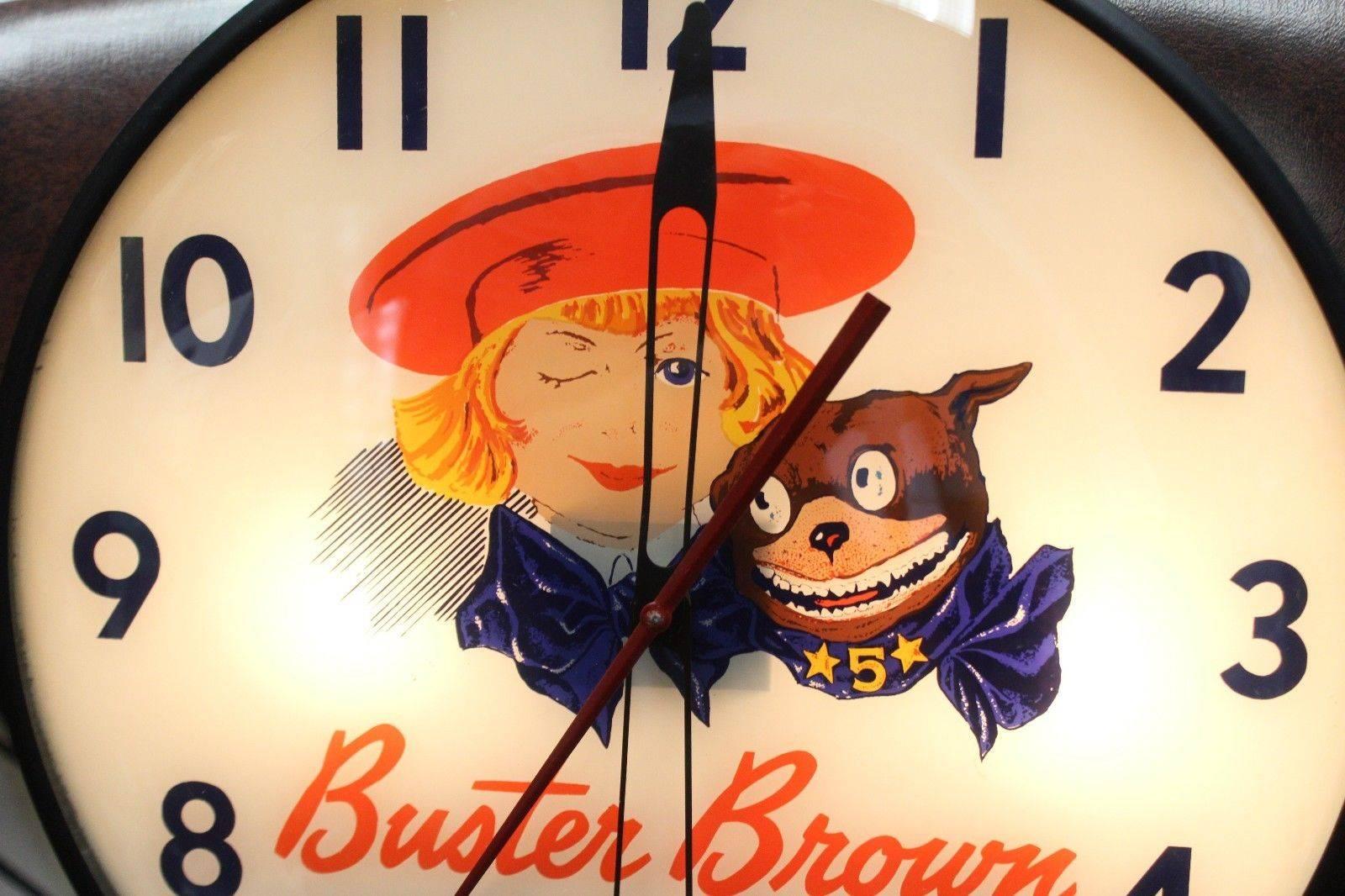 1940s Buster Brown Shoes Pam Co. Advertising Vintage Lighted Wall Clock