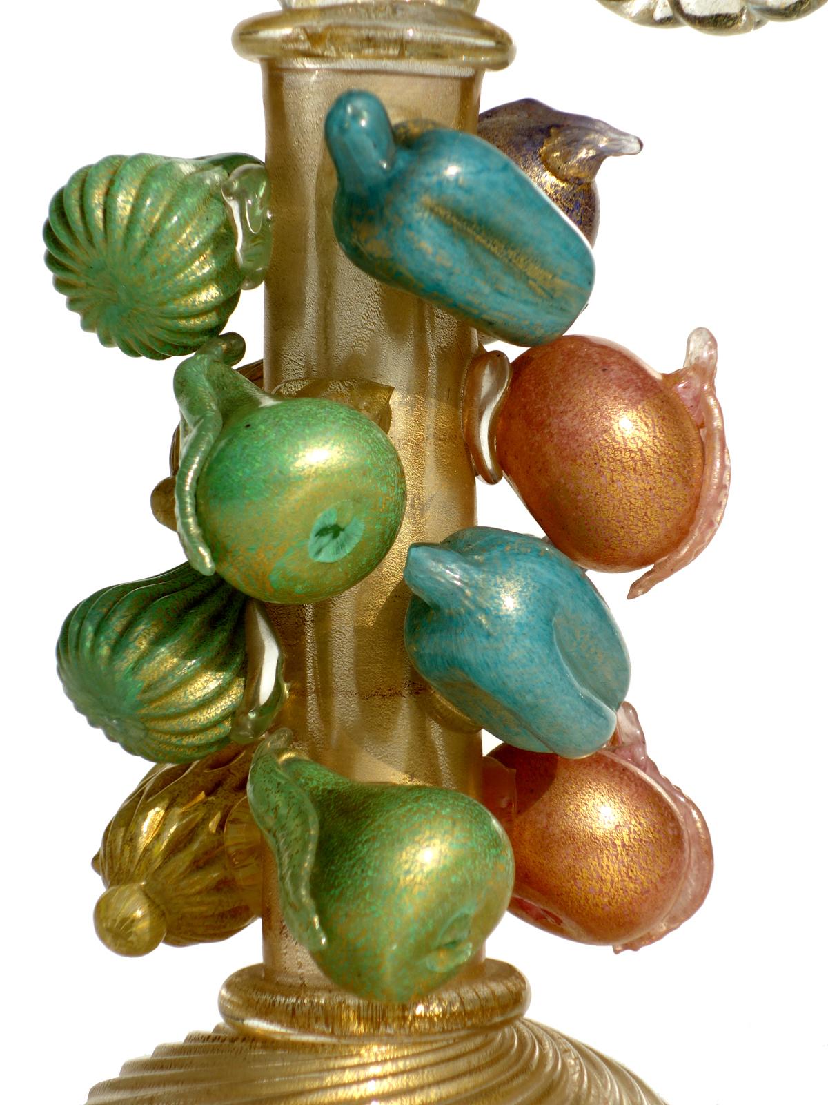1940s by Ercole Barovier Murano Italian Art Glass Fruit Sculpture Candleholder In Excellent Condition For Sale In Brescia, IT
