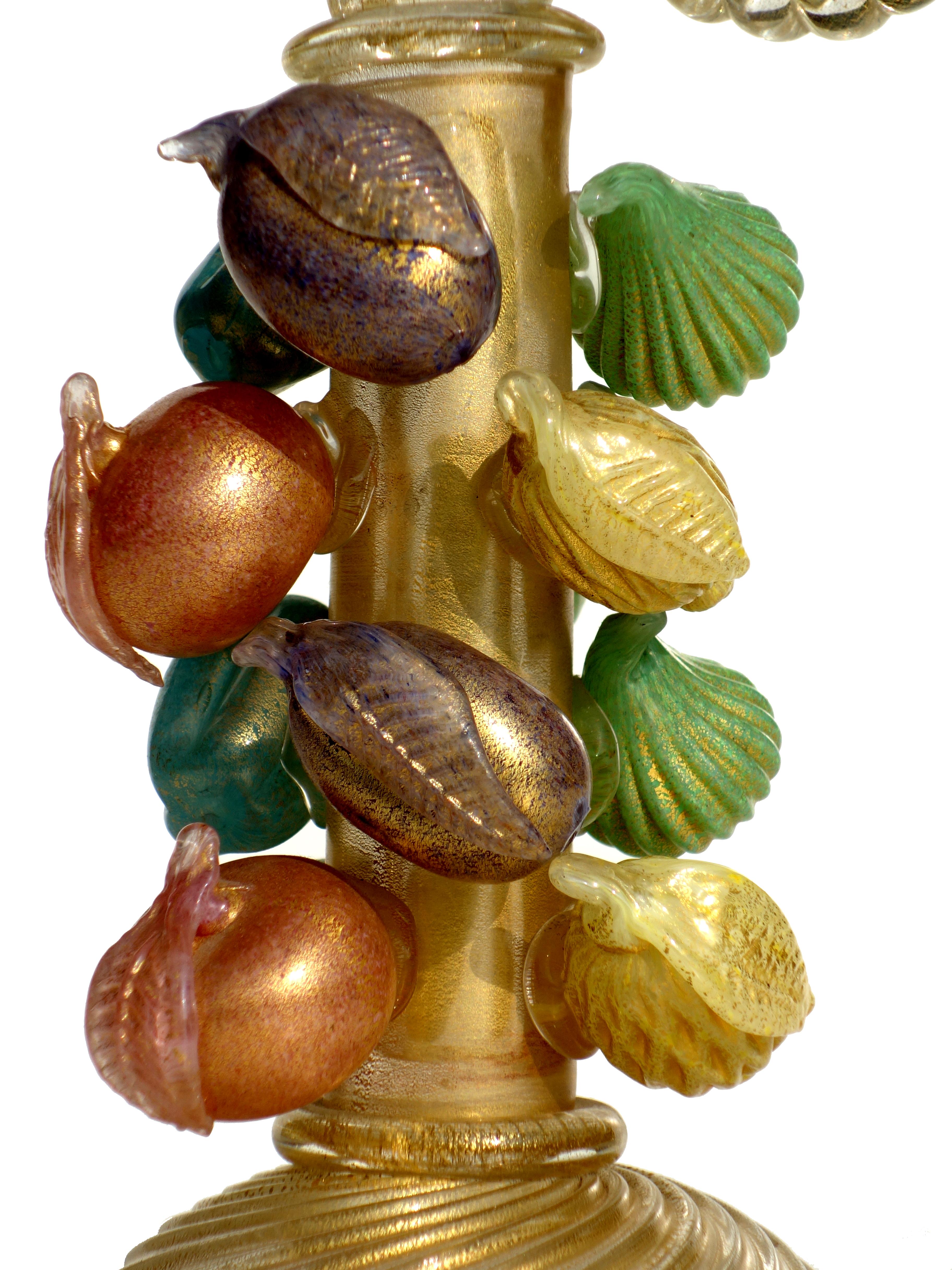 Mid-20th Century 1940s by Ercole Barovier Murano Italian Art Glass Fruit Sculpture Candleholder For Sale
