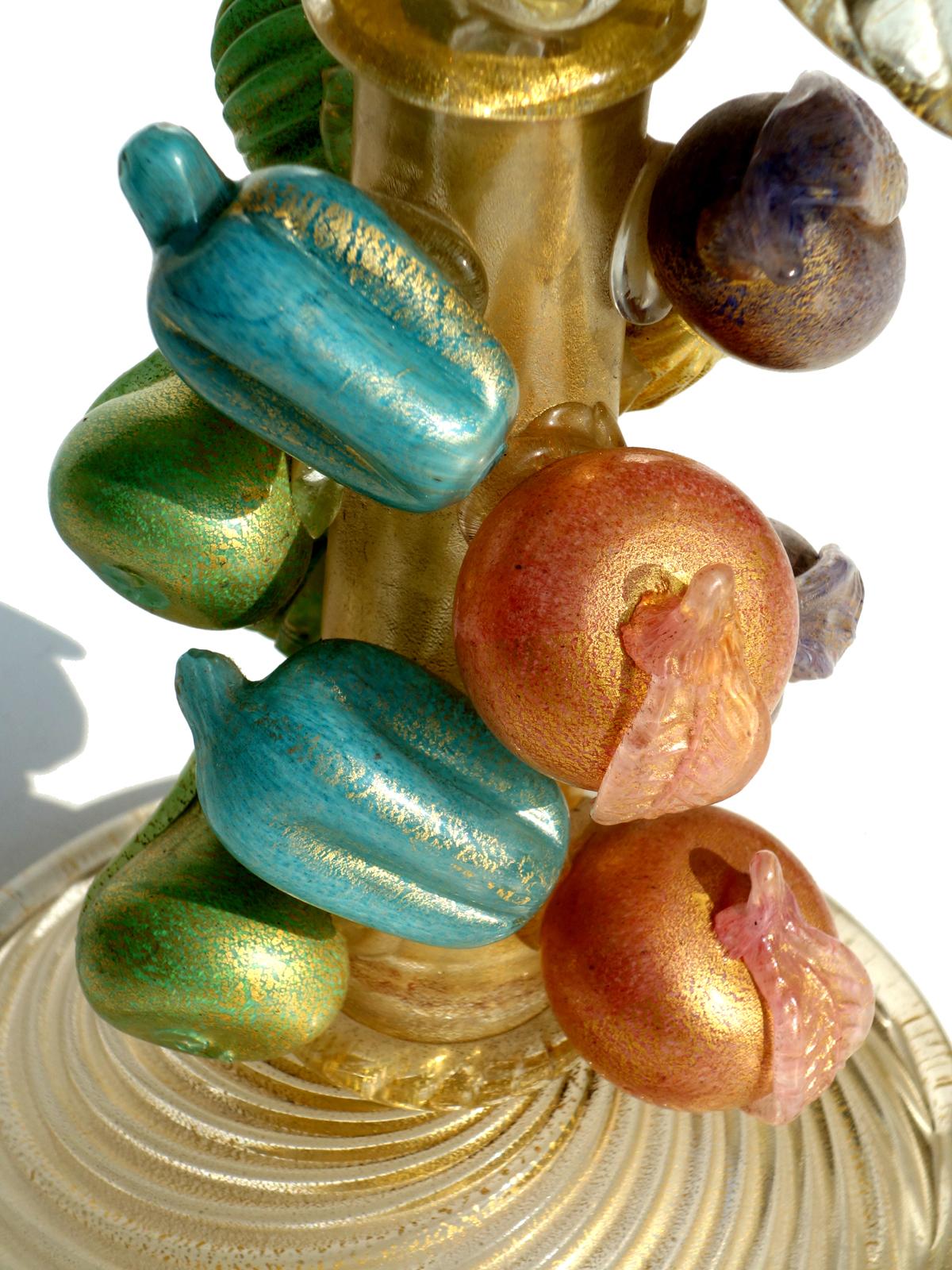 1940s by Ercole Barovier Murano Italian Art Glass Fruit Sculpture Candleholder For Sale 1