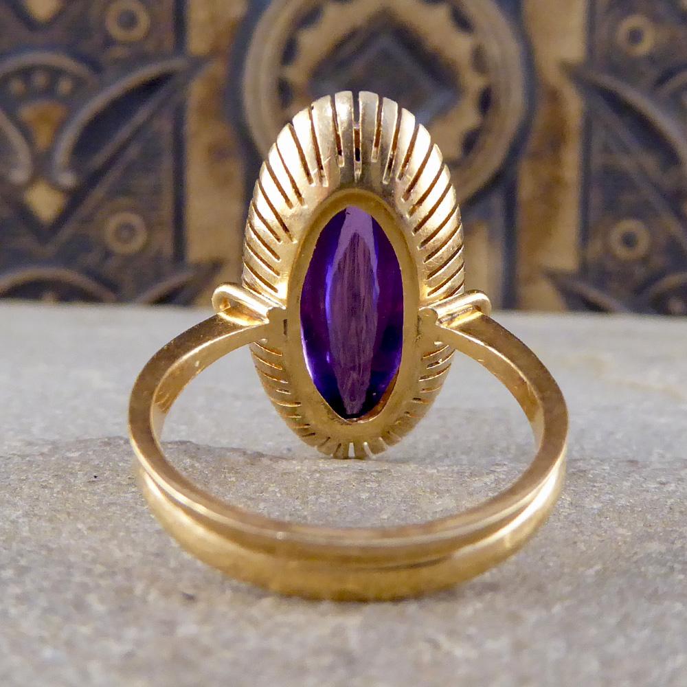 1940s Cabachon Amethyst 14 Carat Gold Ring In Good Condition In Yorkshire, West Yorkshire