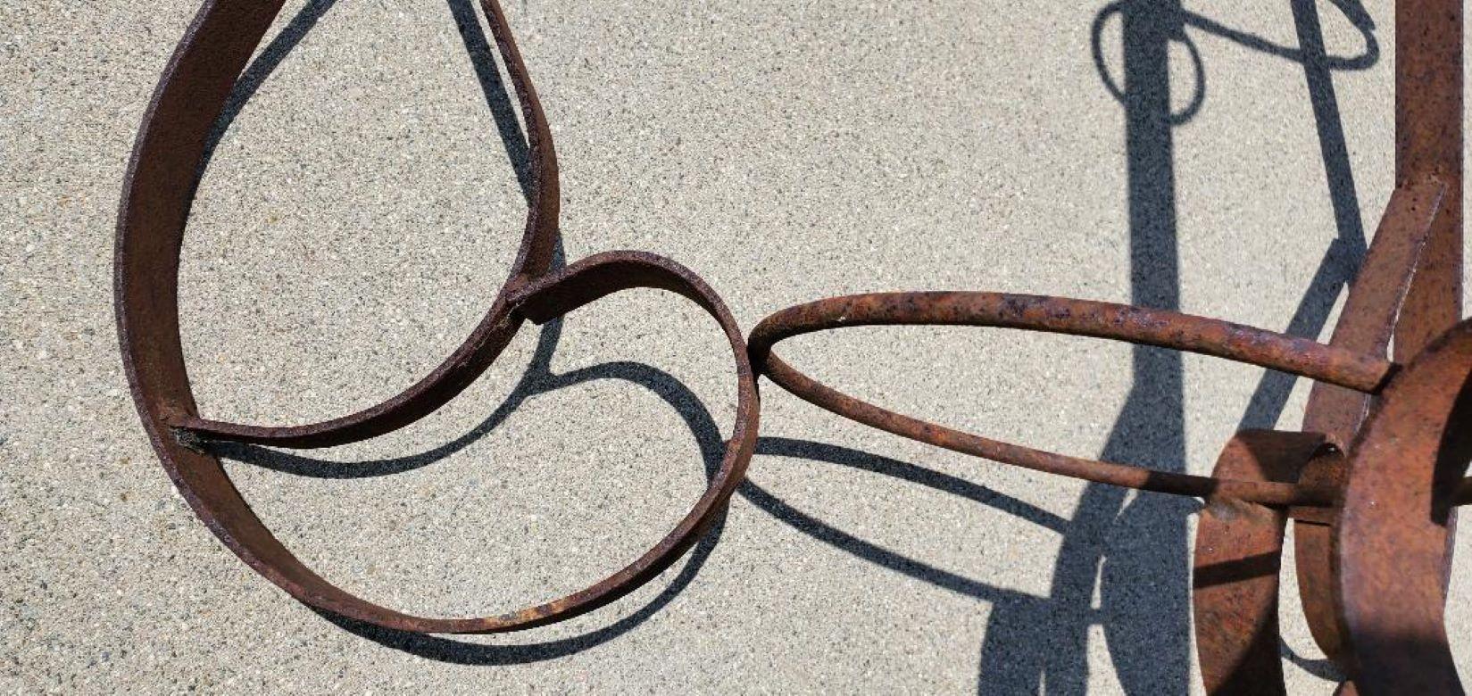 1940s California Forged Flat Iron Planter Holder With Forged Rings Brutalist For Sale 4