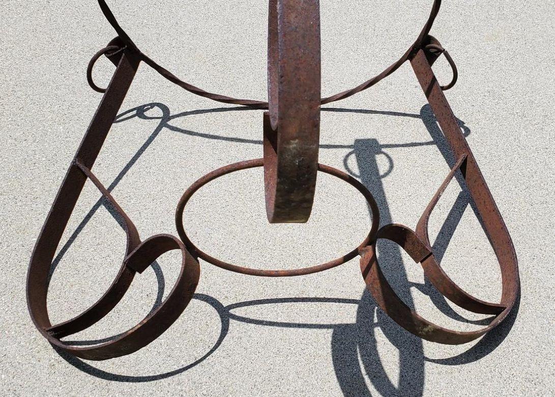 1940s California Forged Flat Iron Planter Holder With Forged Rings Brutalist For Sale 7
