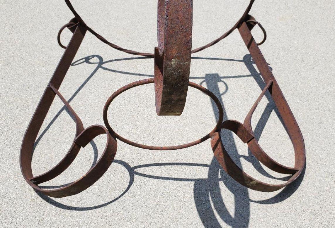 1940s California Forged Flat Iron Planter Holder With Forged Rings Brutalist For Sale 8