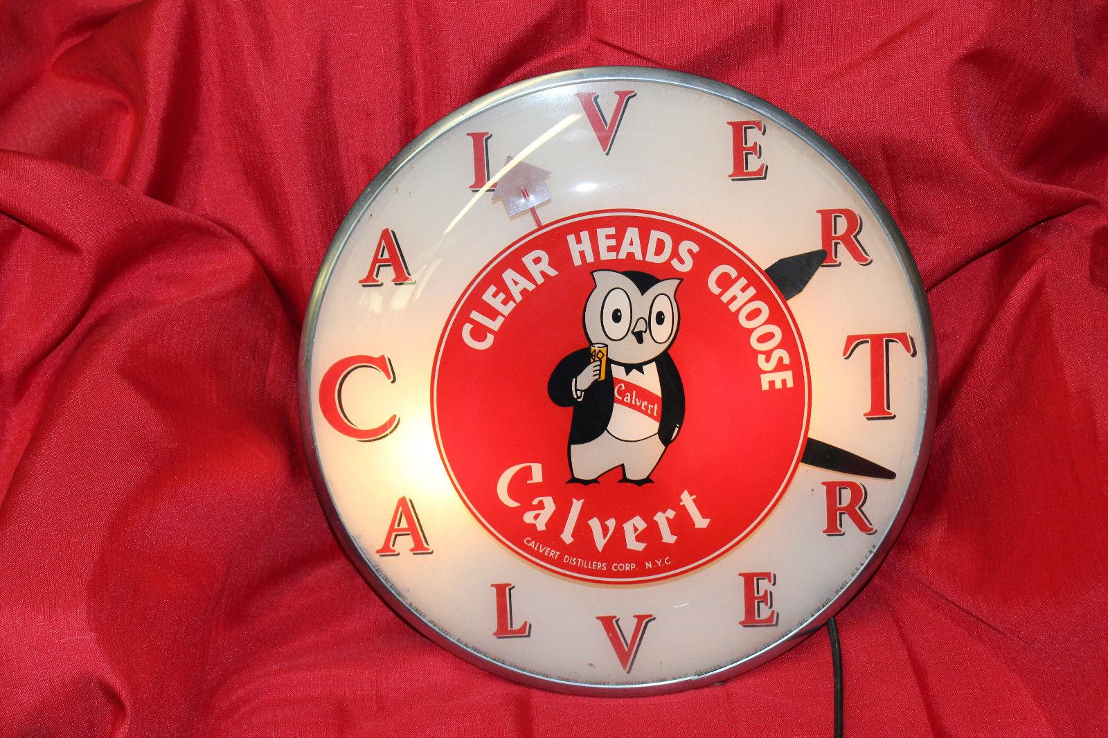 American 1940s Calvert Distillery Bubble Clock For Sale