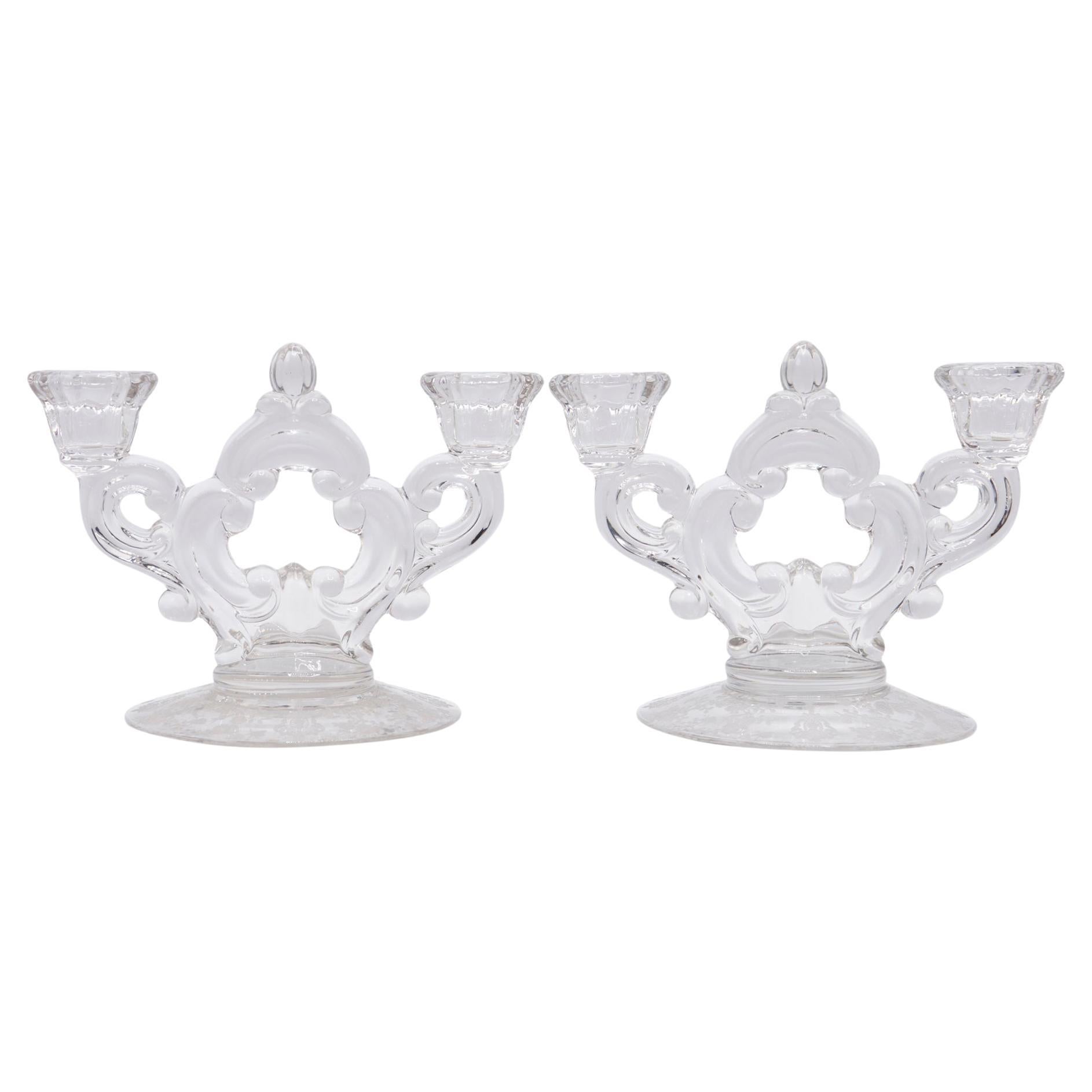 1940s Cambridge Glass Candelabra, a Pair