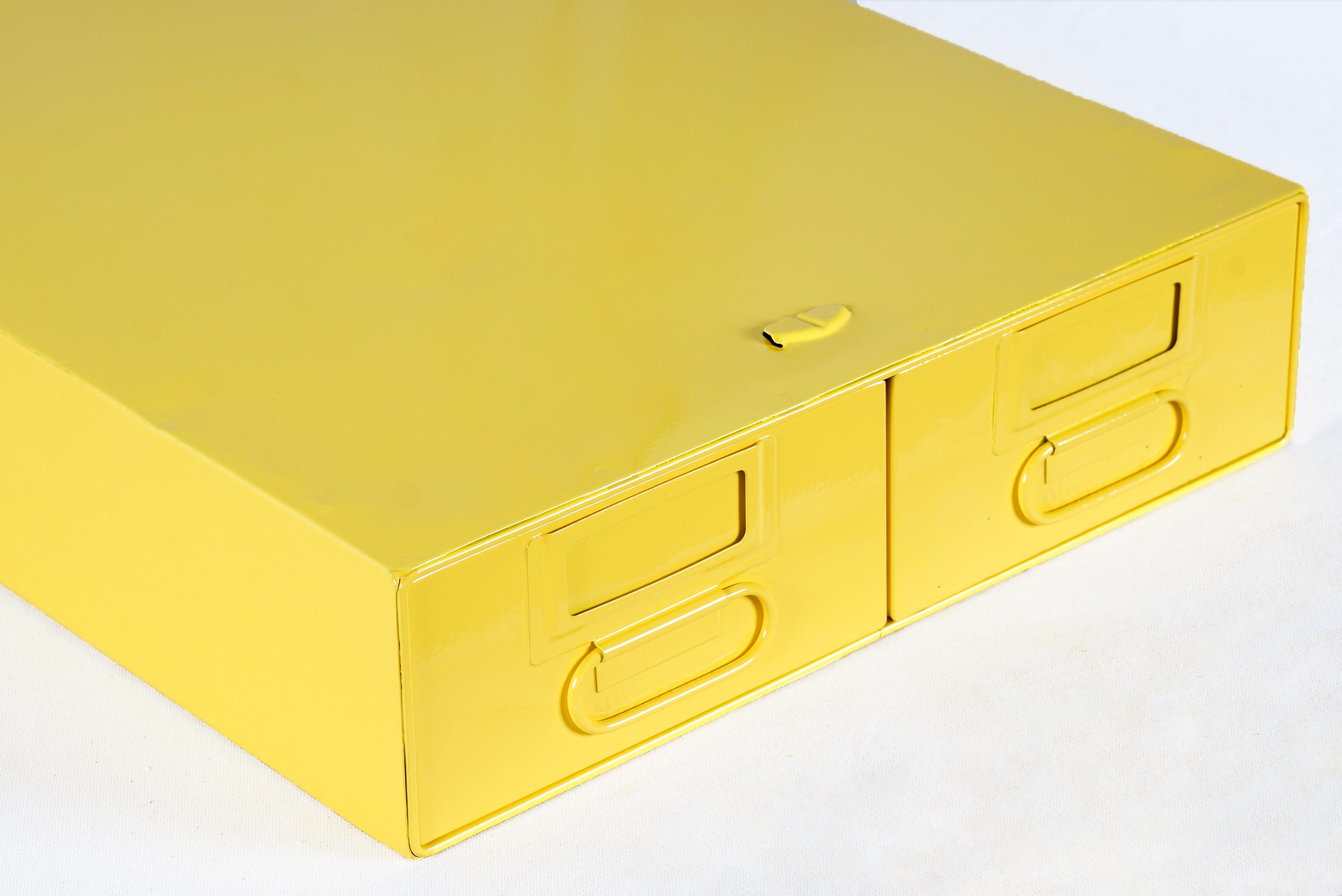 Mid-Century Modern 1940s Card Catalog File Drawers, Refinished in Gloss Yellow