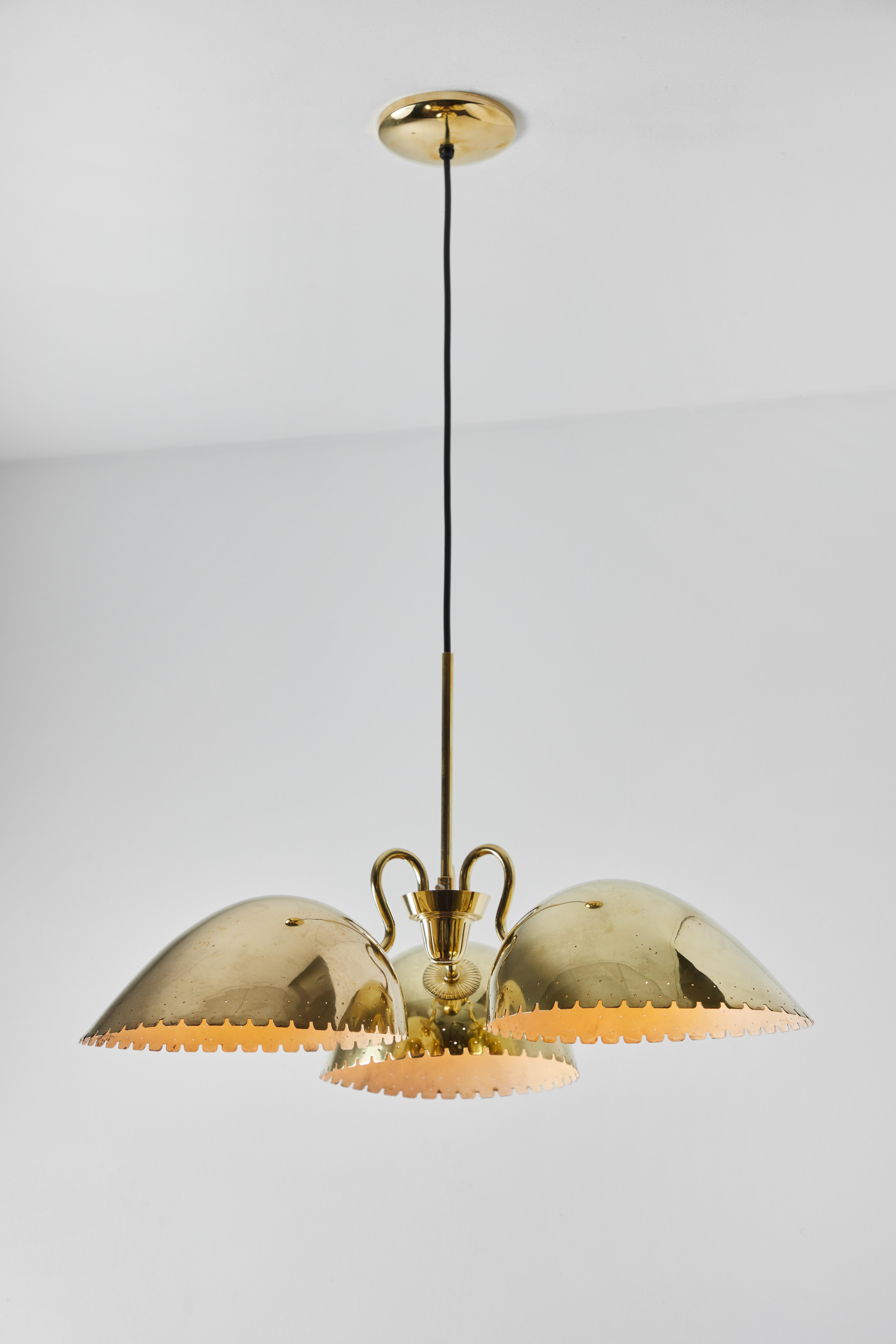 1940s Carl-Axel Acking Perforated Brass Chandelier for Böhlmarks 3