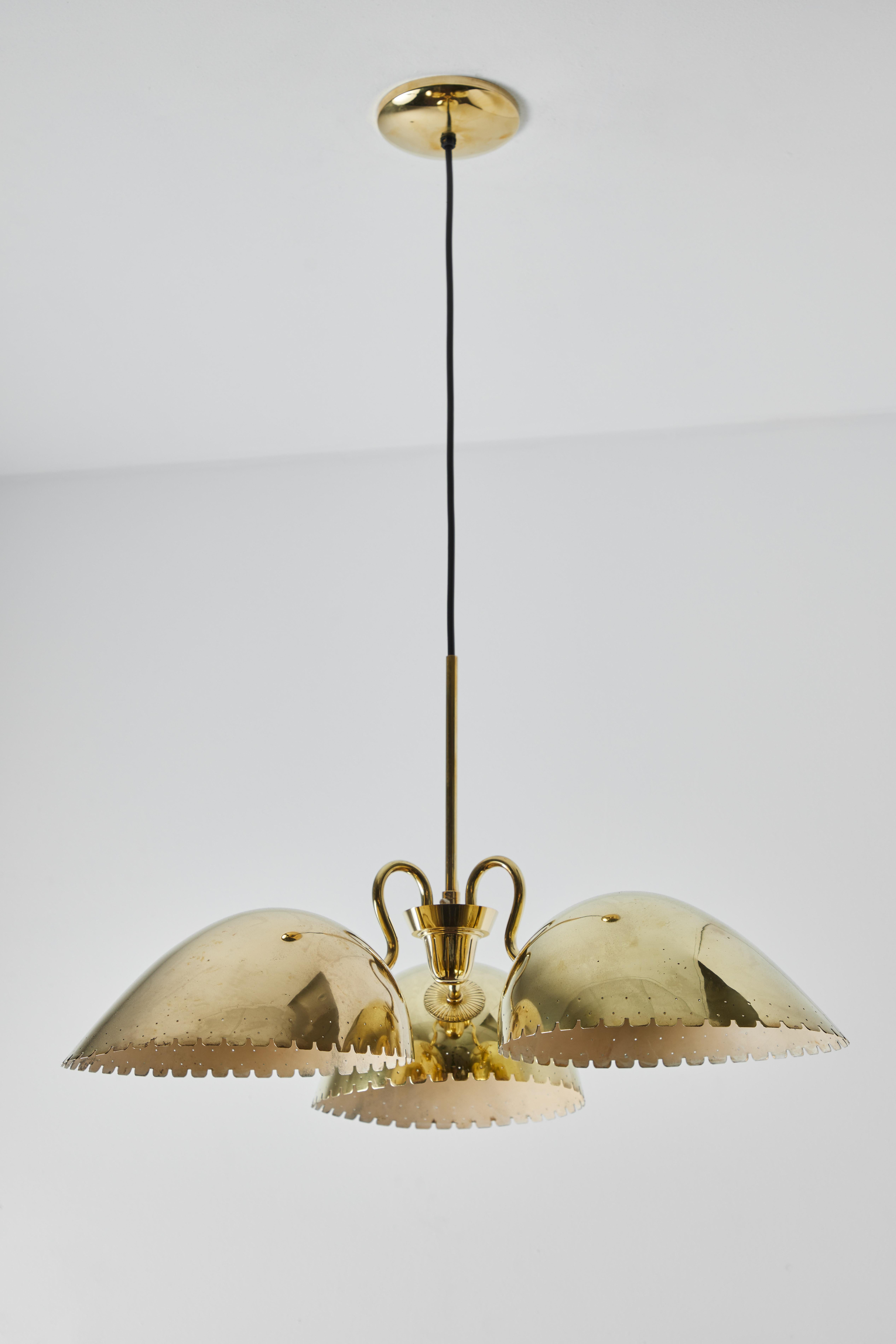 Scandinavian Modern 1940s Carl-Axel Acking Perforated Brass Chandelier for Böhlmarks