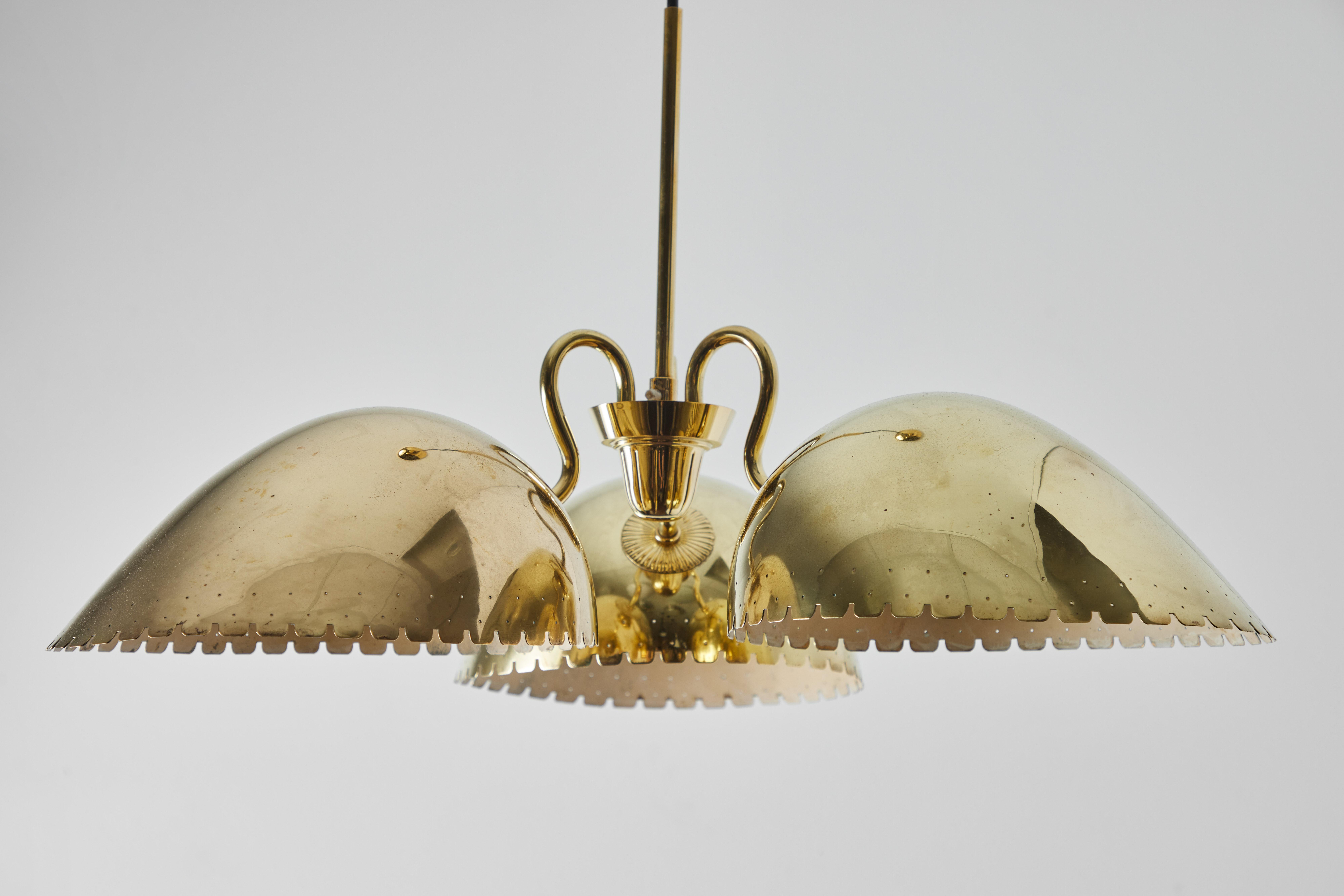 1940s Carl-Axel Acking Perforated Brass Chandelier for Böhlmarks 1