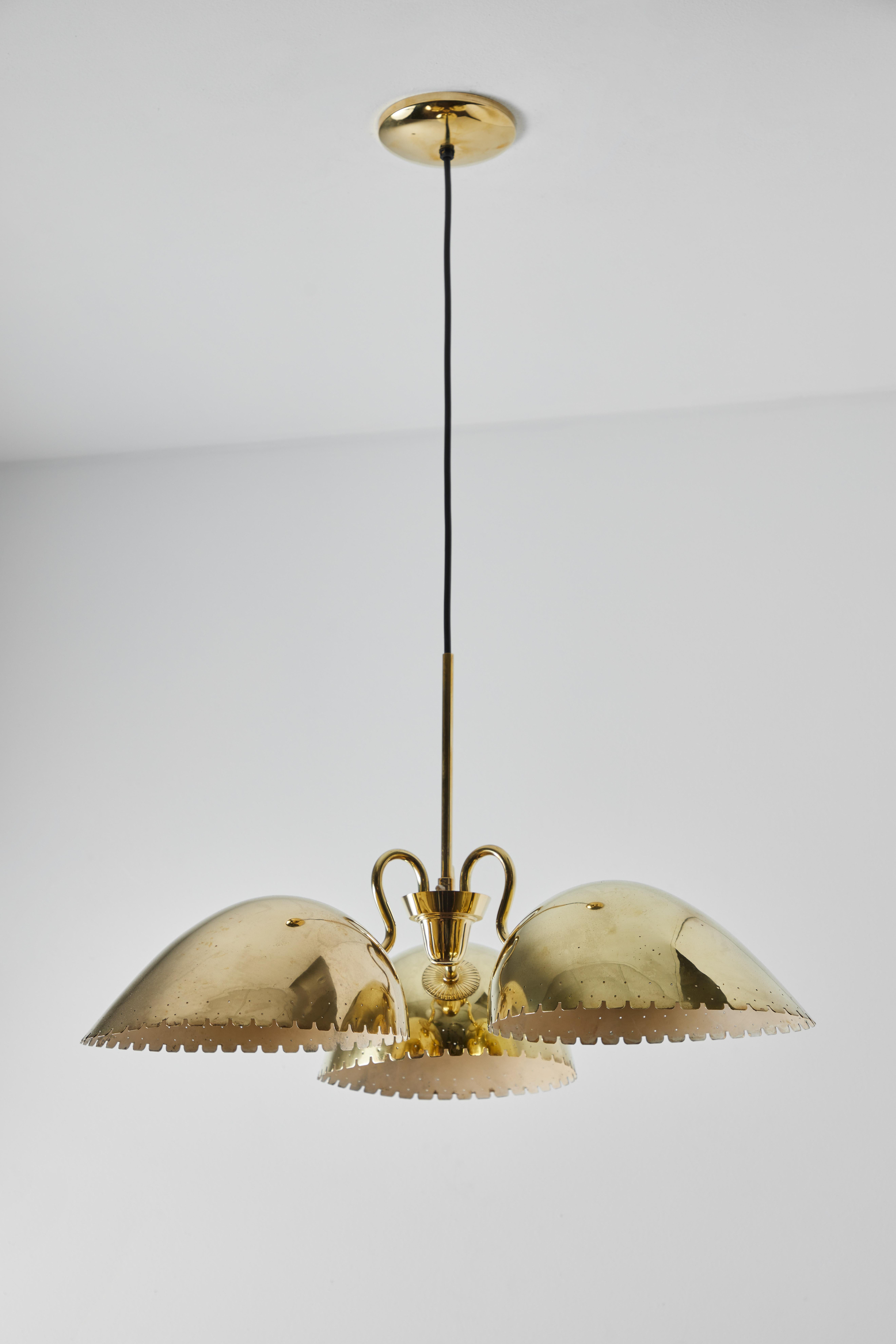 1940s Carl-Axel Acking Perforated Brass Chandelier for Böhlmarks 2