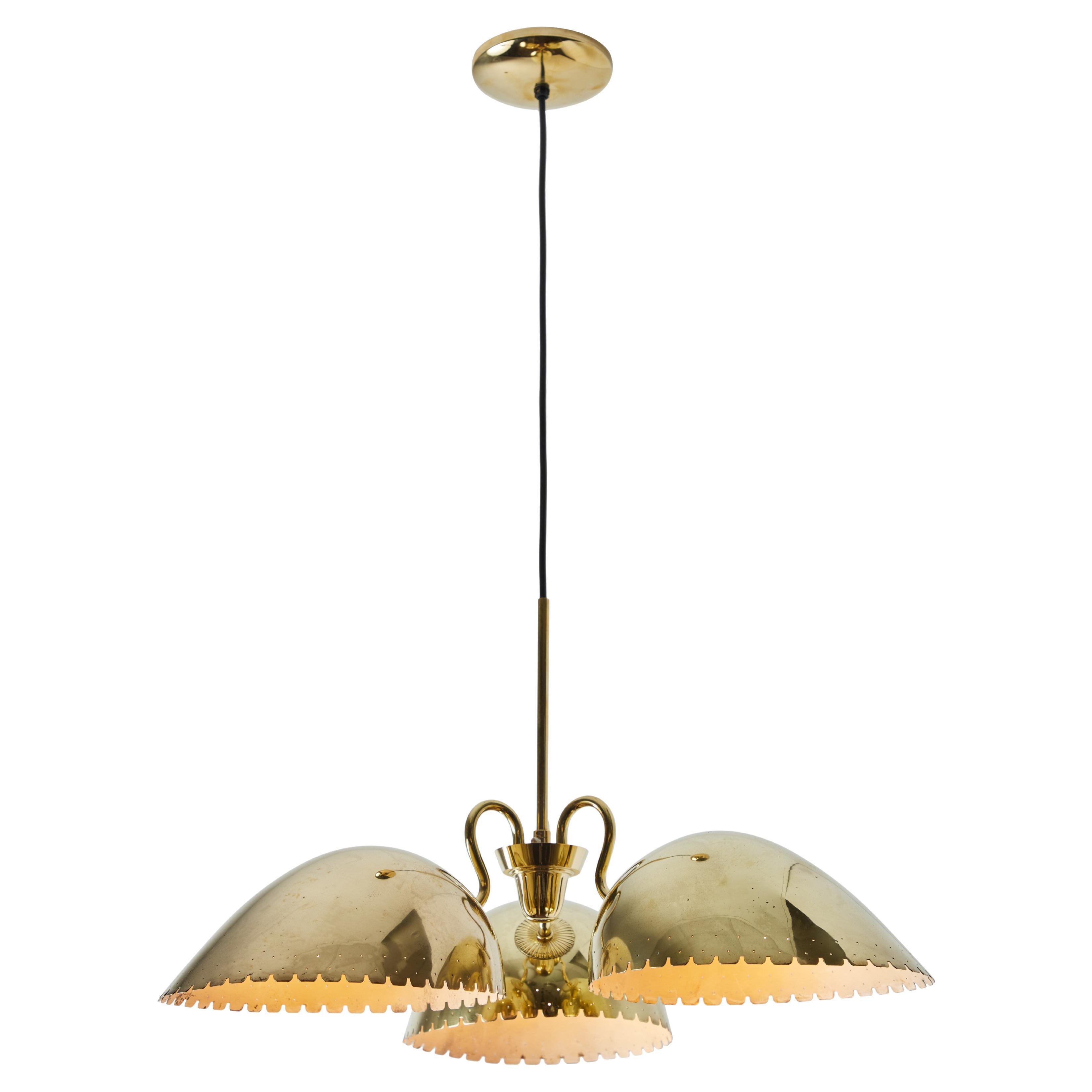 1940s Carl-Axel Acking Perforated Brass Chandelier for Böhlmarks
