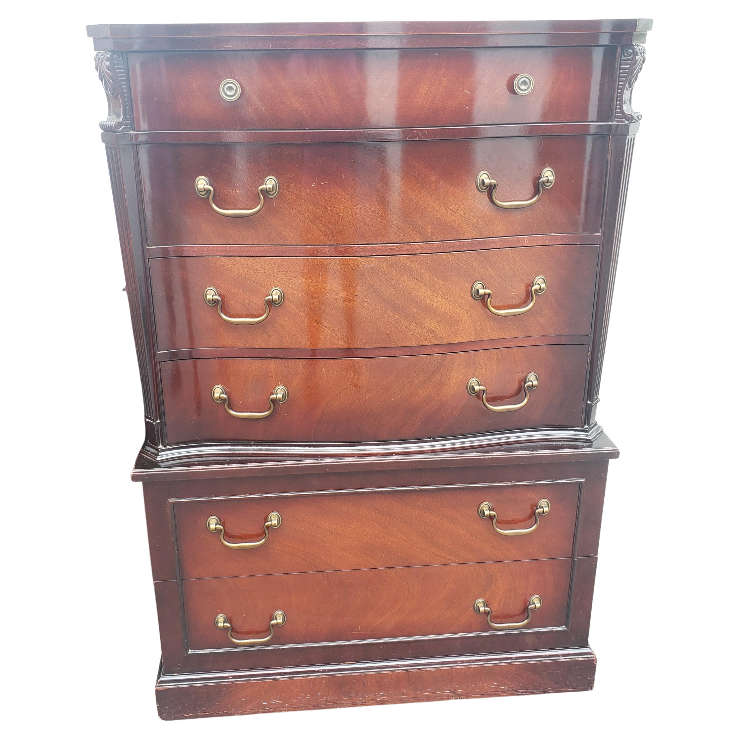 1940s Carlton House Mahogany Chest on Chest Of Drawers For Sale