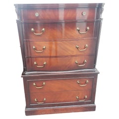 Vintage 1940s Carlton House Mahogany Chest on Chest Of Drawers