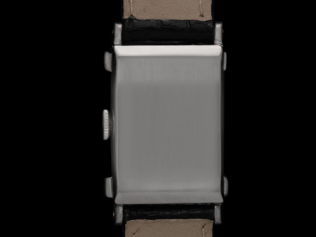 1940's Cartier Vintage Art Deco Mens Top Hat Wristwatch - Palladium & Diamonds 2