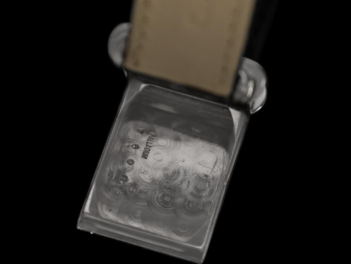 1940's Cartier Vintage Art Deco Mens Top Hat Wristwatch - Palladium & Diamonds 4