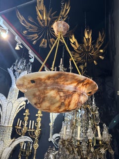 1940’s Carved  Alabaster Light Fixture