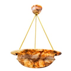 1940’s Carved  Alabaster Light Fixture