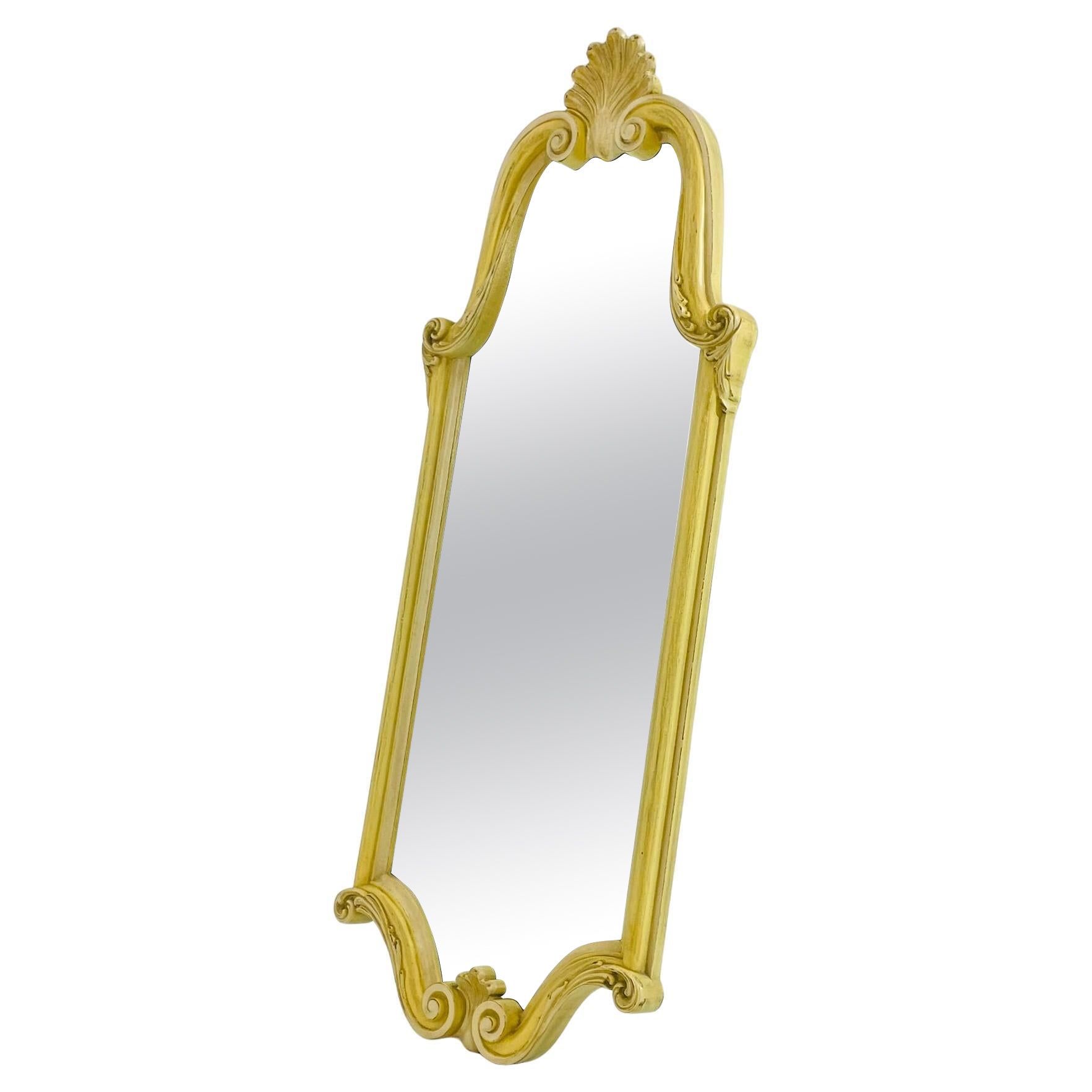 1940s Carved Giltwood Wall Mirror, Rococo Revival For Sale