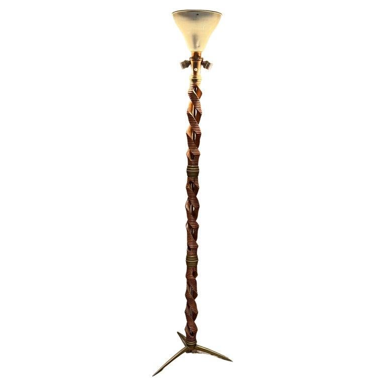 1940s Carved Italian Wood Floor Lamp after Franco Albini 7