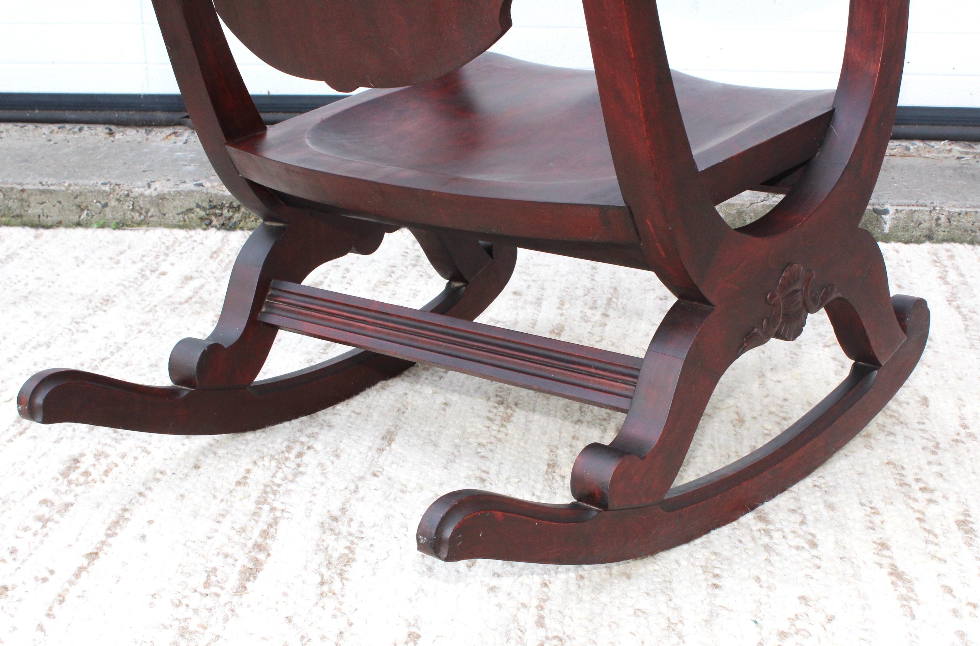 1940s Carved Mahogany Rocking Chair 3