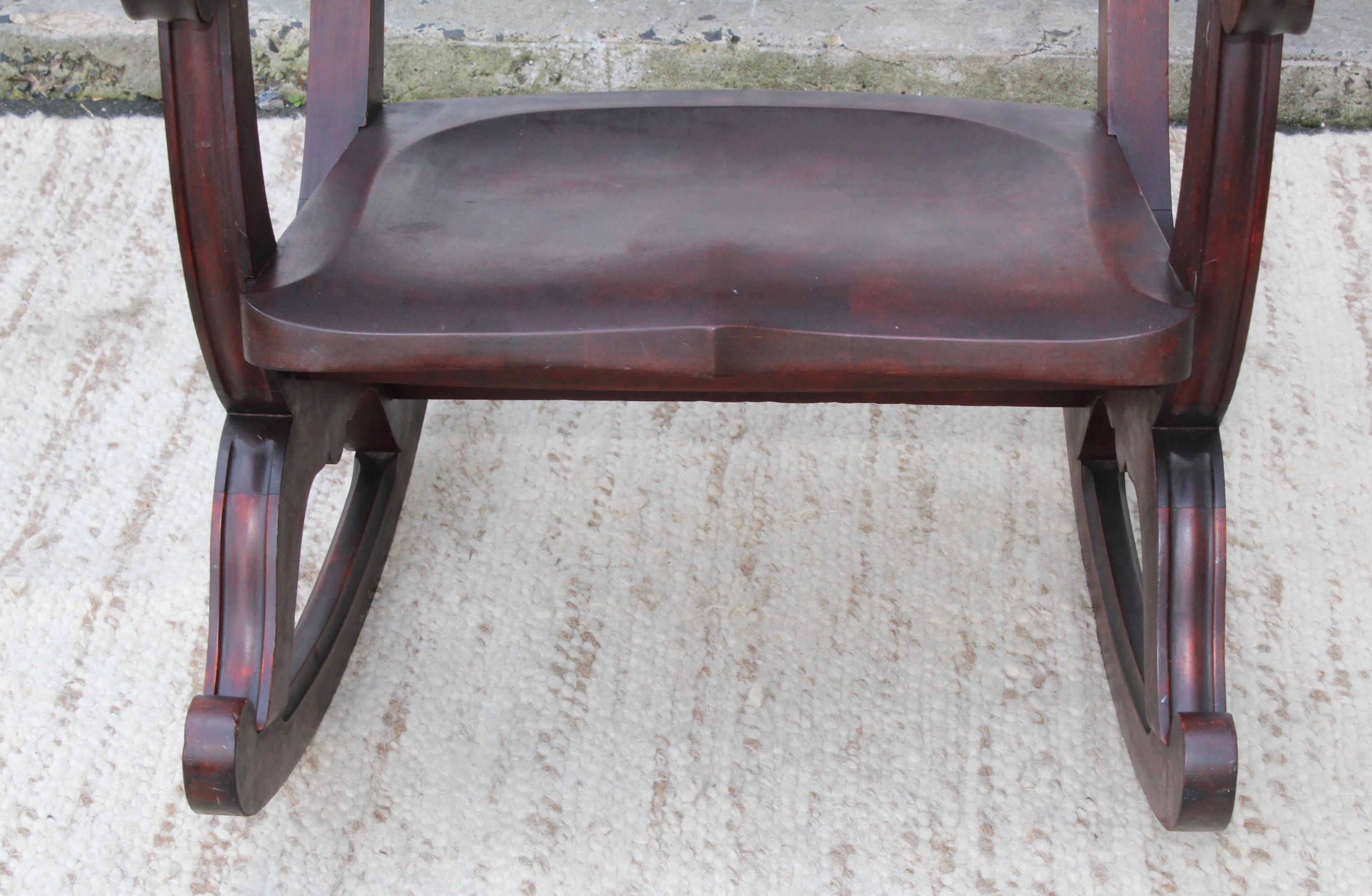 1940s Carved Mahogany Rocking Chair 5