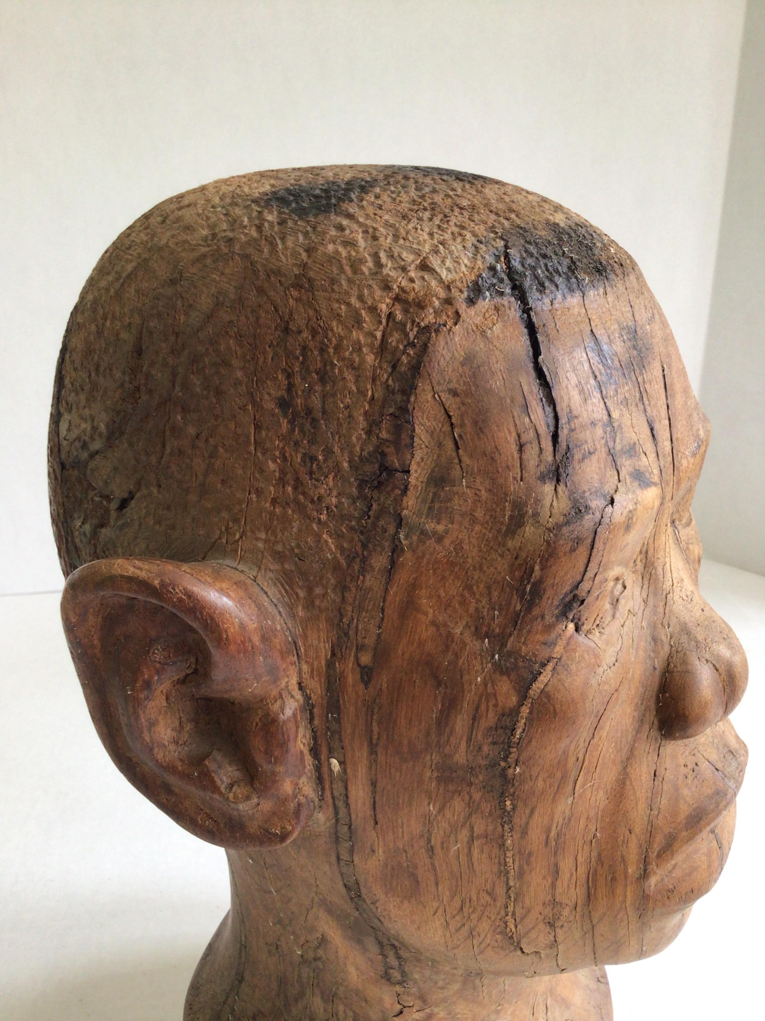 Bois Buste d'homme africain en bois sculpté des années 1940 en vente
