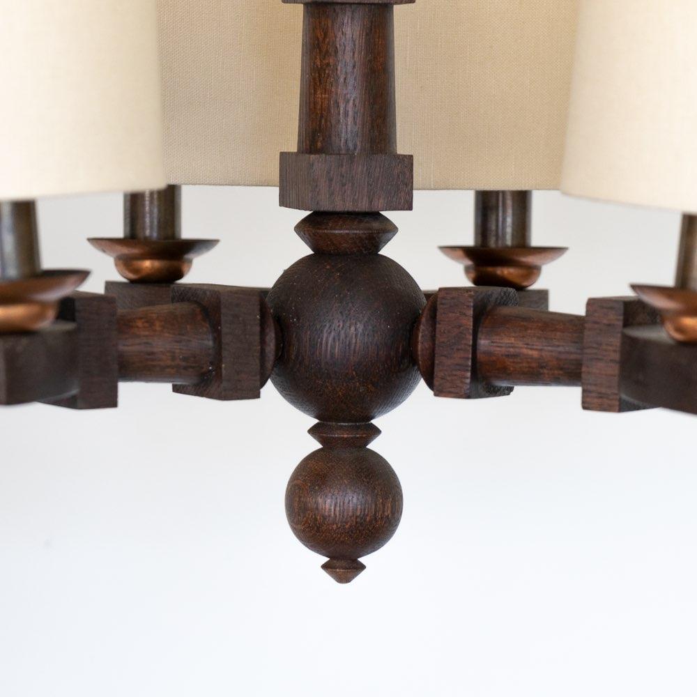 1940's Carved Wood Chandelier by Charles Dudouyt For Sale 4
