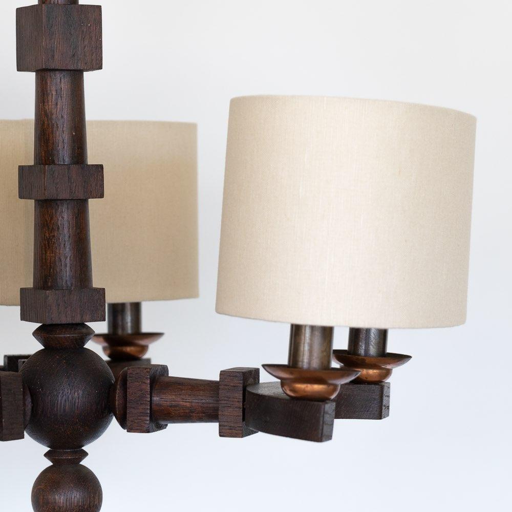 Lampadario in legno intagliato degli anni '40 di Charles Dudouyt in vendita 4