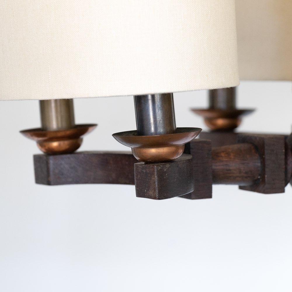 Lampadario in legno intagliato degli anni '40 di Charles Dudouyt in vendita 5