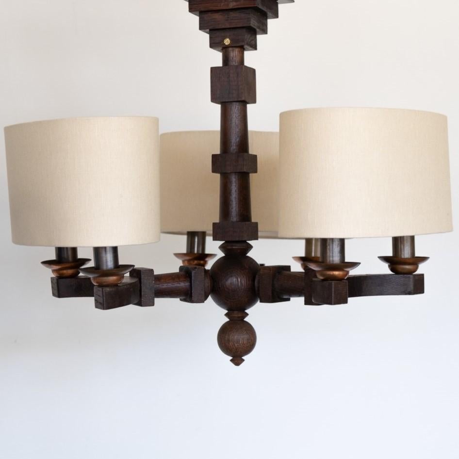 1940's Carved Wood Chandelier by Charles Dudouyt For Sale 7