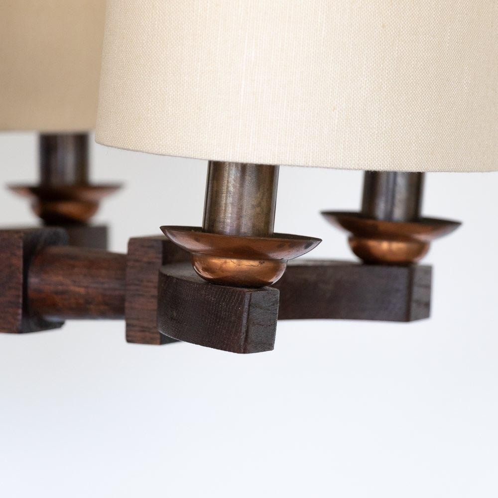 Lampadario in legno intagliato degli anni '40 di Charles Dudouyt in vendita 2
