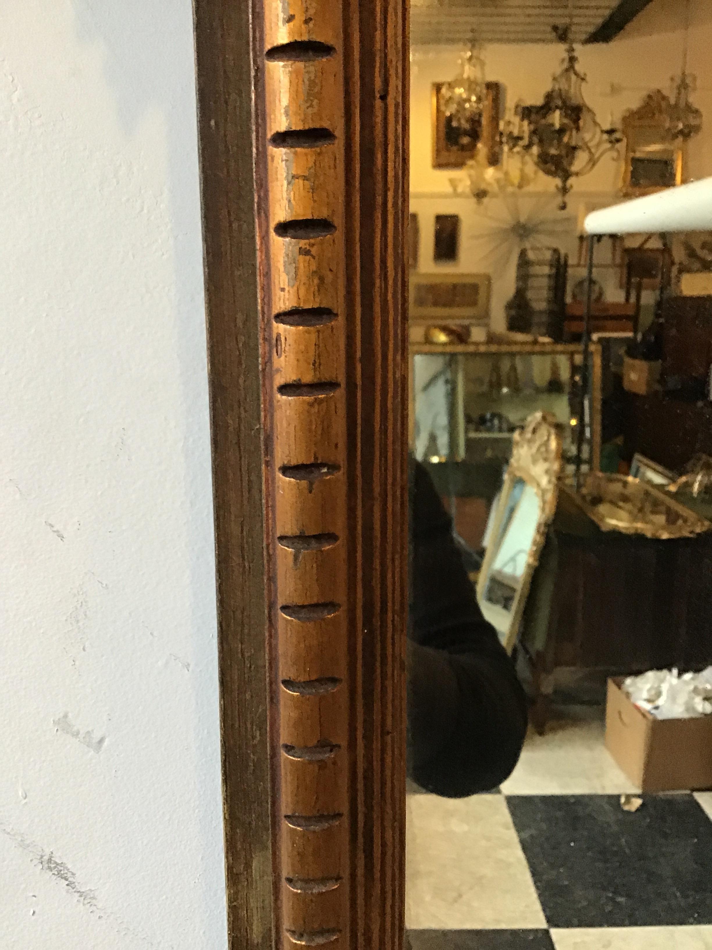1940s Carved Wood French Mirror With Urn On Top For Sale 1