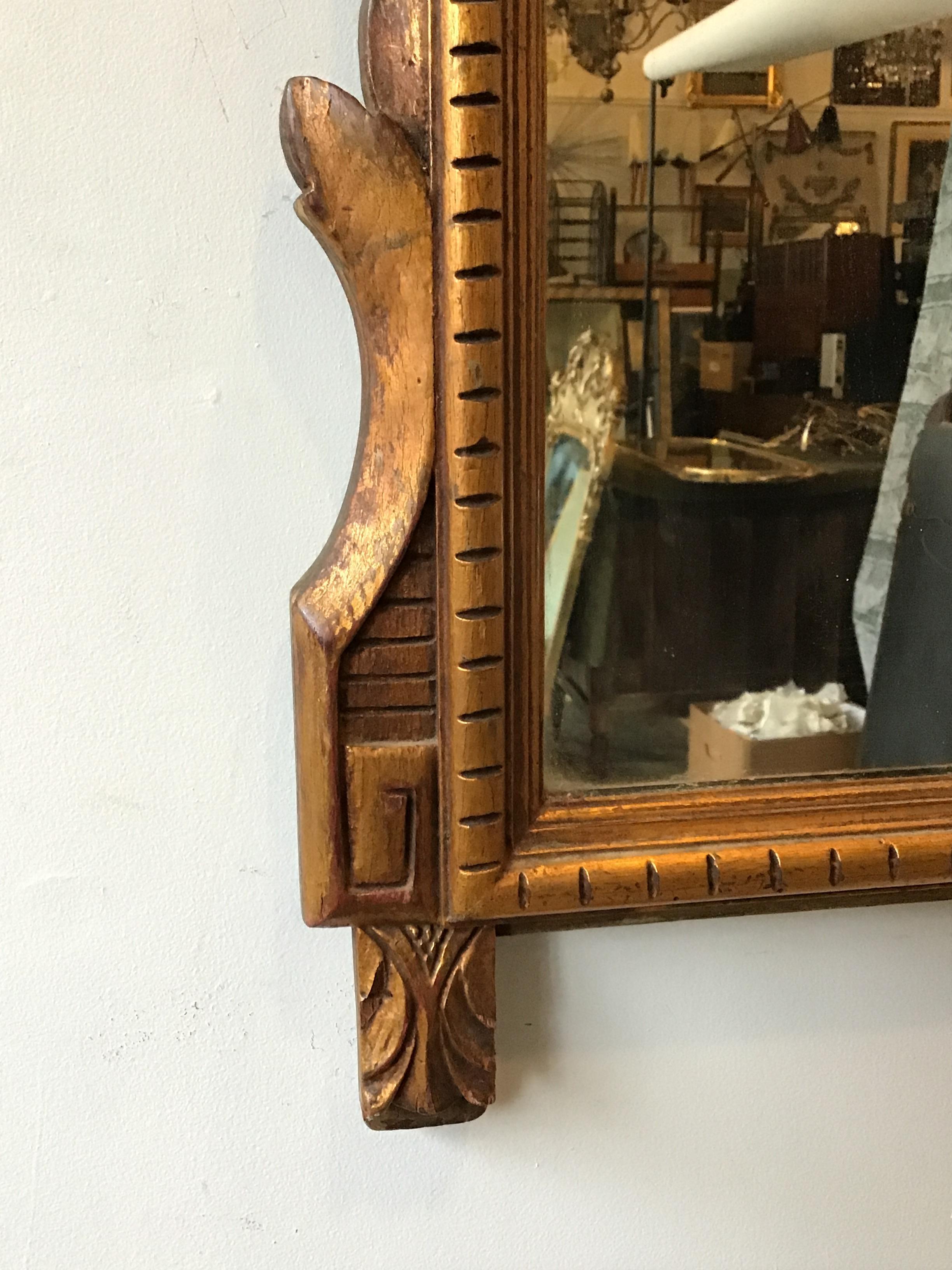 1940s Carved Wood French Mirror With Urn On Top For Sale 2